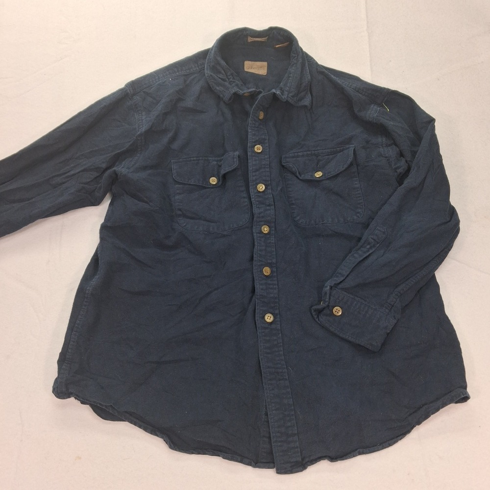 St. John's Bay Shirt Mens XL Navy Blue Button-Down Long Sleeve Cotton EUC